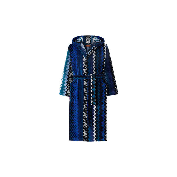 Giacomo Hooded Bathrobe, 50 blue, Missoni Home