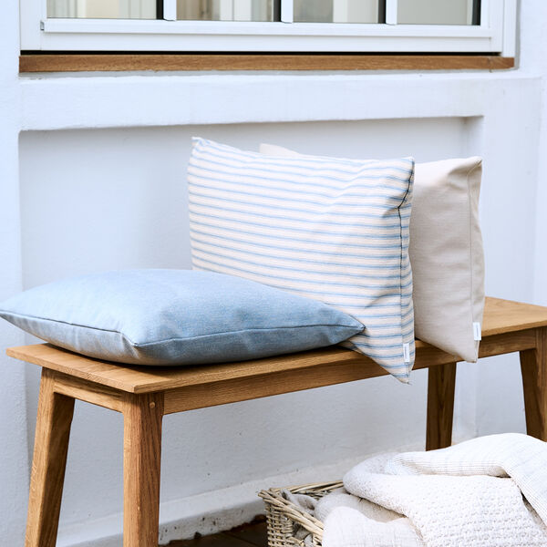 Outdoor Fine Stripe Cushion, blue, Compliments
