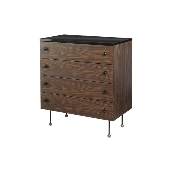 62 Dresser 4 Drawer, walnut/black 62 Dresser 4 Drawer, walnut/black, GUBI