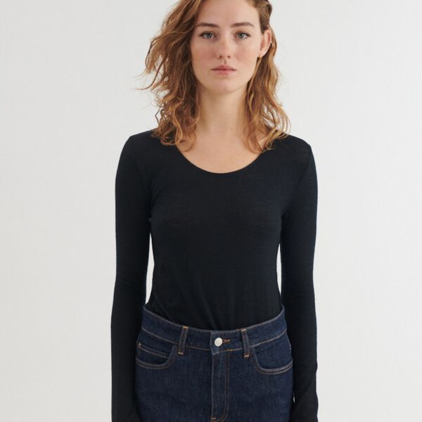 Rinja LS Tee, black, Basic Apparel