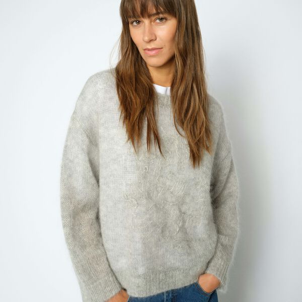 MMAroa Bernat Emb Knit, light grey melange, MOS MOSH