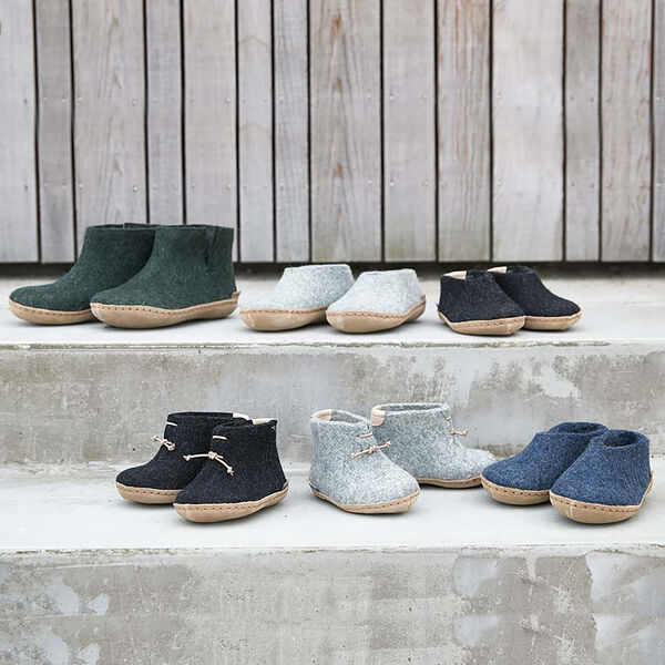 Felt Shoe Kids, charcoal, Glerups