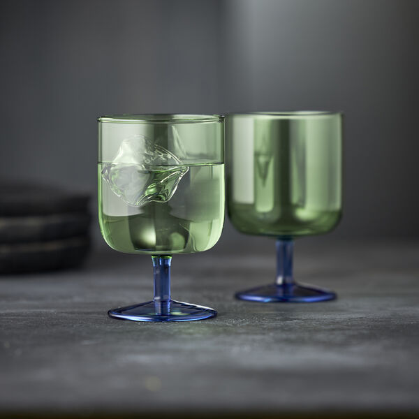 Torino Wine Glass 2 pcs, green/blue Torino Wine Glass 2 pcs, green/blue, Lyngby Glas