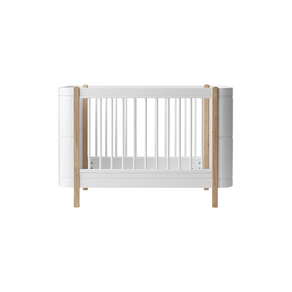 Wood Mini+ Cot Bed excl. Junior Kit 68x122 cm, white/oak, Oliver Furniture