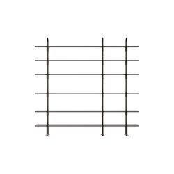 Keen Shelving, black brass/smoked tempered glass, GUBI