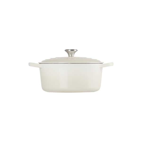 Signature round cast iron pot &Oslash; 26 cm, meringue, Le Creuset