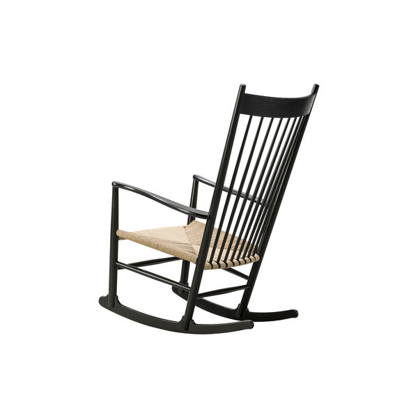 J16 Rocking Chair, black lacquered oak/natural, Fredericia Furniture