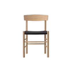 J39 Mogensen Chair with Seat Upholstery, soap treated oak/black canvas, Fredericia Furniture
