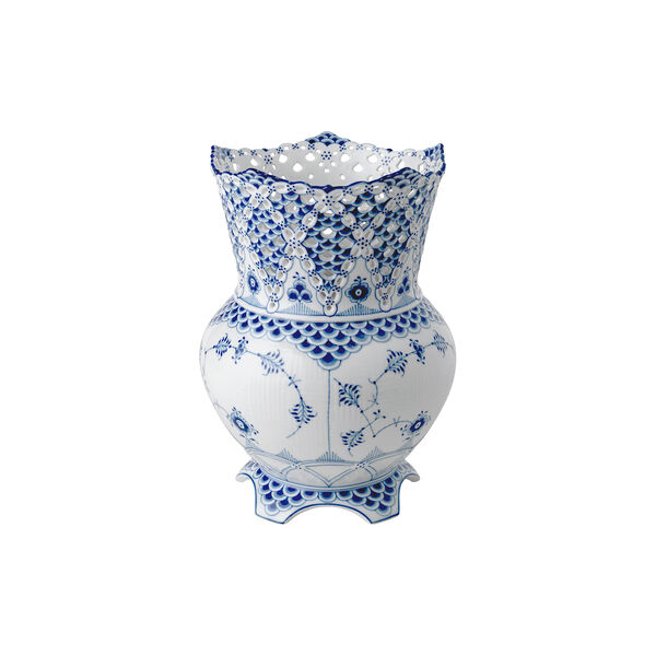 Blue Fluted Full Lace Vase 22 cm Blue Fluted Full Lace Vase 22 cm, Royal Copenhagen