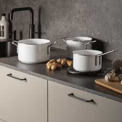 White Line pot set Ceramic Slip-Let&reg; coating 3 pcs, Eva Trio