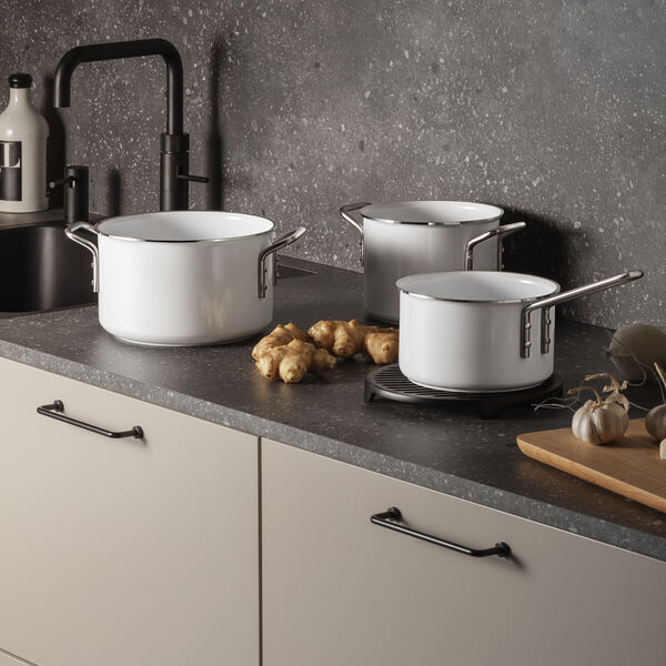 White Line pot set Ceramic Slip-Let&reg; coating 3 pcs, Eva Trio
