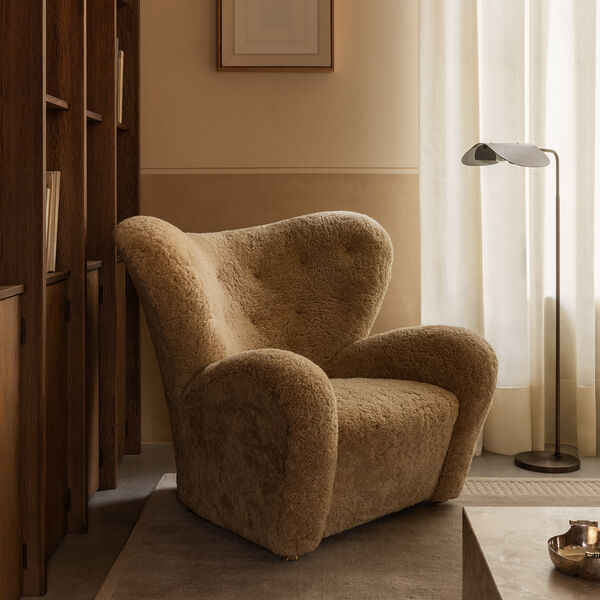 The Tired Man Lounge Chair & Ottoman | Dark Stained Oak/Honey, Audo Copenhagen