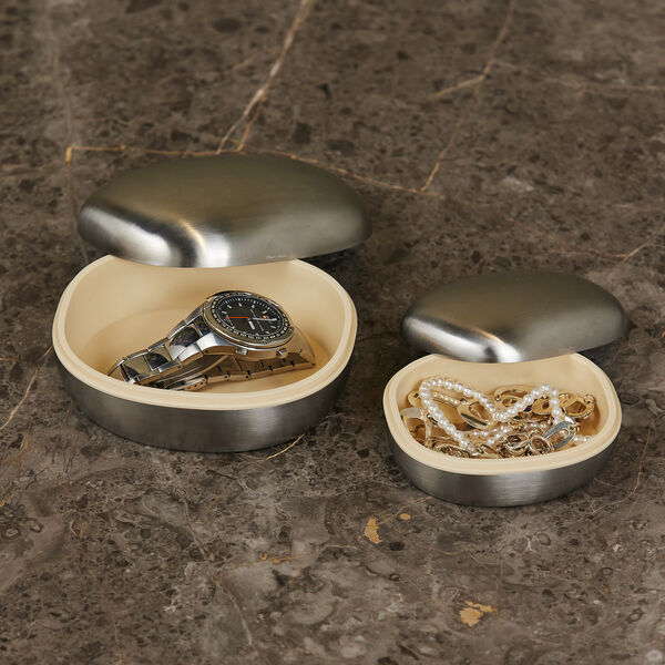 Superellipse Jewellery box Small, brushed steel, Piet Hein