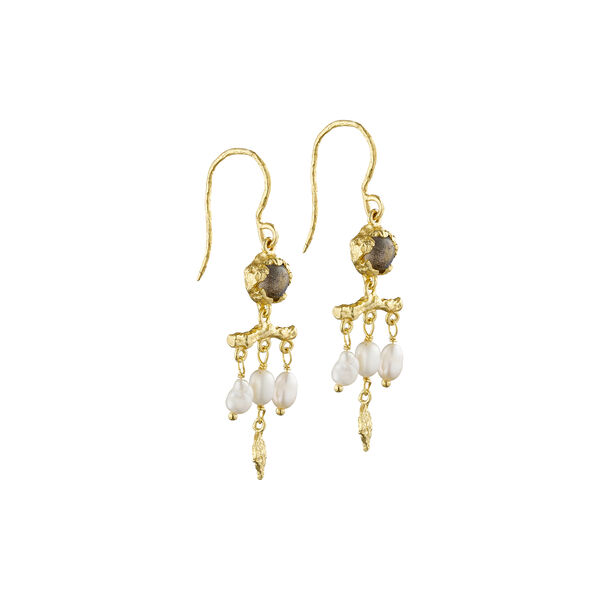 Earrings with Pendant, gold/labradorite Earrings with Pendant, gold/labradorite, Pure by Nat